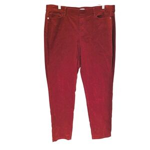 J Jill Corduroy Pants Women Crimson Red Petite Size L Straight Leg‎ Casual
